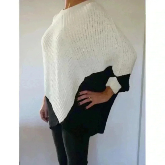 Maje Cream/White Knitwear Poncho Sweater One Size - Picture 3 of 5